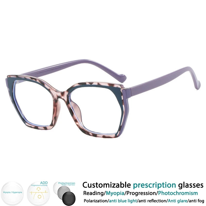 CCspace Women's Full Rim Square Tr 90 Titanium Eyeglasses 302181 Full Rim CCspace BluePurple  