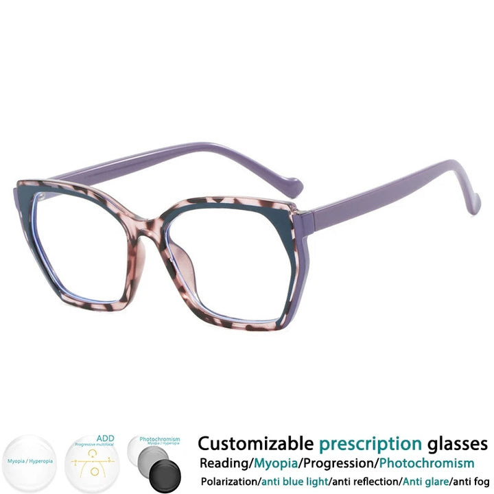 CCspace Women's Full Rim Square Tr 90 Titanium Eyeglasses 302181 Full Rim CCspace BluePurple  