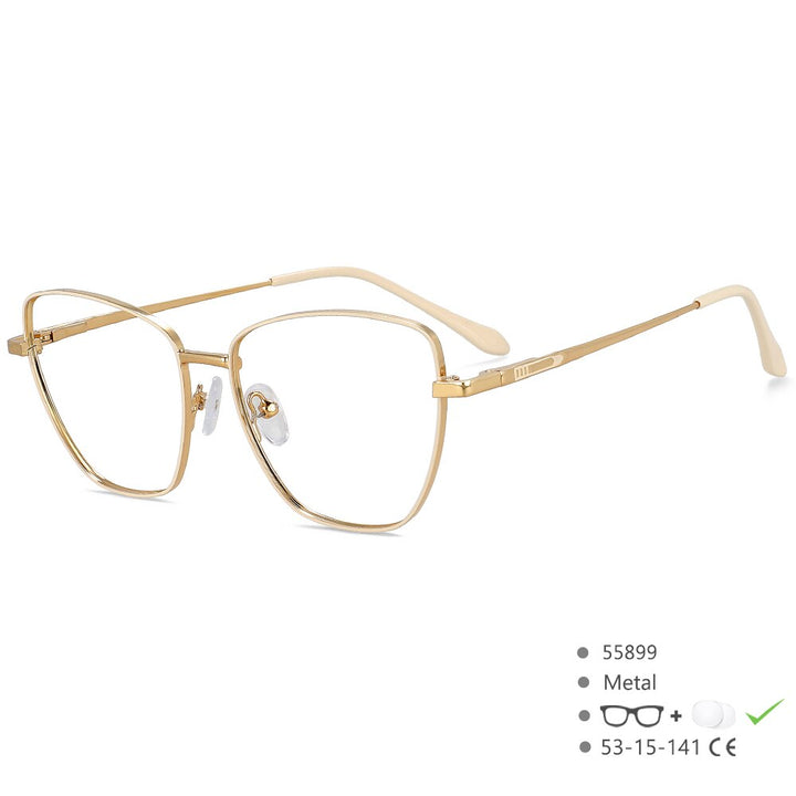 CCSpace Unisex Full Rim Square Cat Eye Alloy Eyeglasses 55899 Full Rim CCspace WhiteGold China 