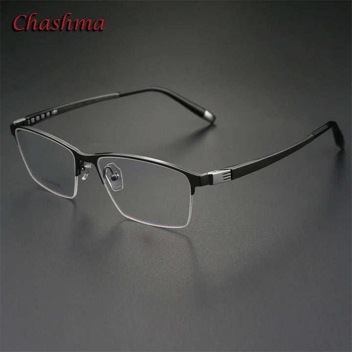 Chashma Ochki Men's Semi Rim Square Titanium Eyeglasses 27039 Semi Rim Chashma Ochki Gray  