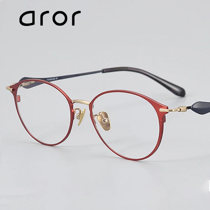 Aror Unisex Full Rim Big Round Titanium Acetate Eyeglasses 44913 Full Rim Aror