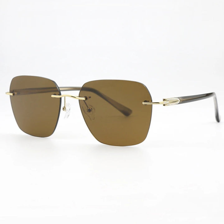 Blackmask Women Rimless Square Titanium Polarized Sunglasses BM-1103S