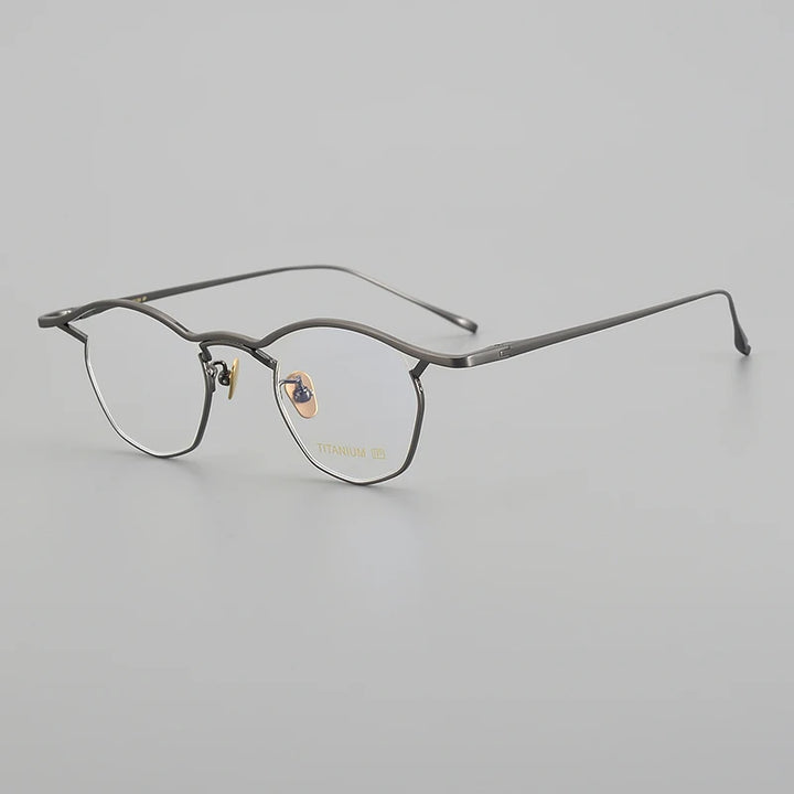 Muzz Unisex Full Rim Small Brow Line Polygon Titanium Eyeglasses Mu004 Full Rim Muzz C2  