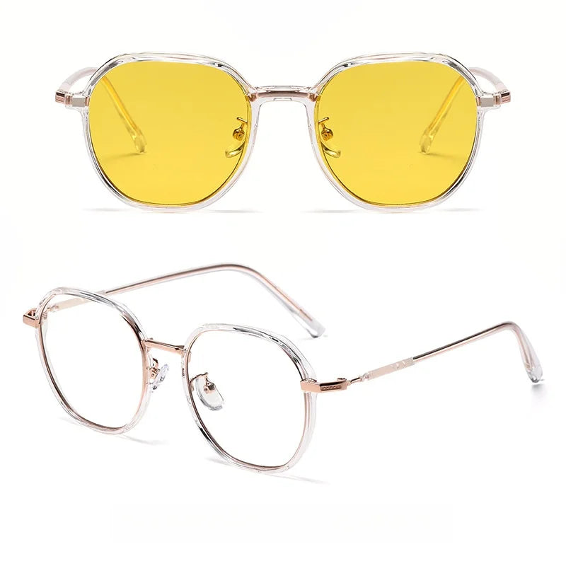 Momoja Women's Full Rim Polygon Tr 90 Alloy Eyeglasses Clip On Sunglasses 727422
