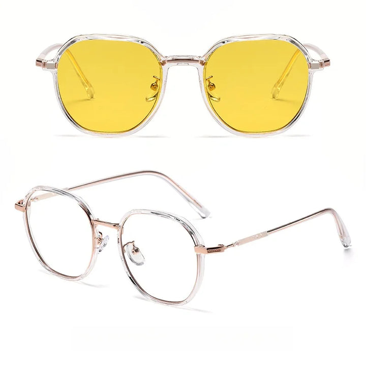 Momoja Women's Full Rim Polygon Tr 90 Alloy Eyeglasses Clip On Sunglasses 727422