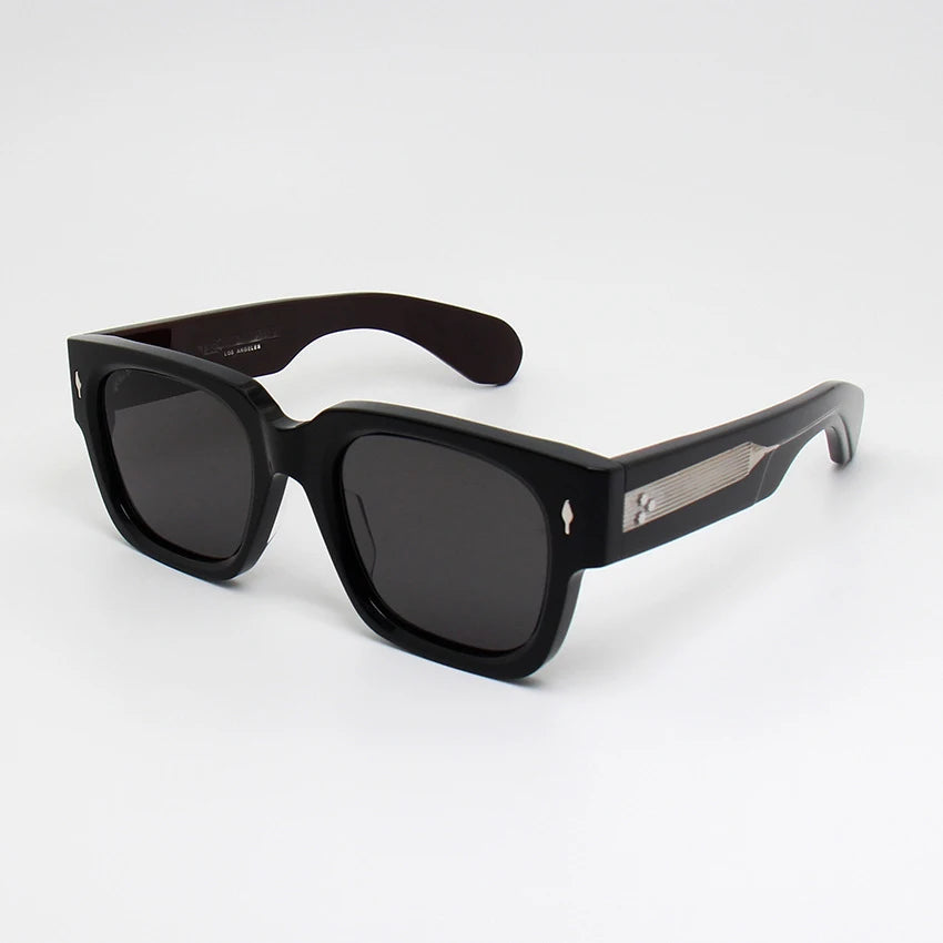Black Mask Mens Full Rim Square Acetate Sunglasses 156161 Sunglasses Black Mask Black-Gray As Shown 