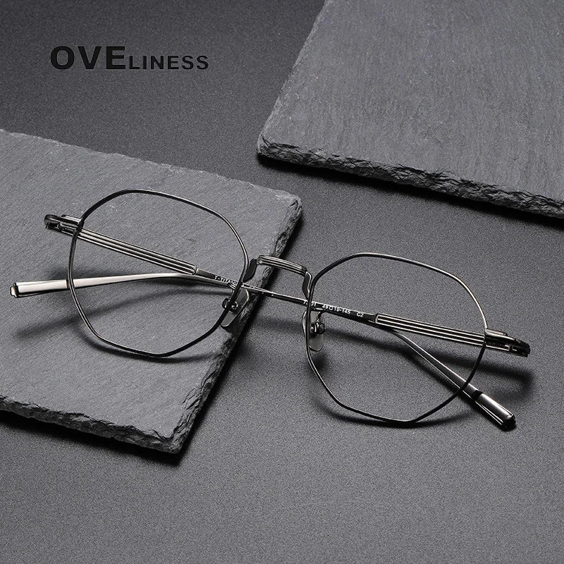 Oveliness Unisex Full Rim Irregular Oval Titanium Eyeglasses O7301 Full Rim Oveliness   