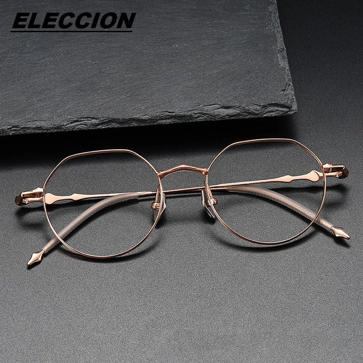 Eleccion Women's Full Rim Flat Top Oval Titanium Eyeglasses 13644