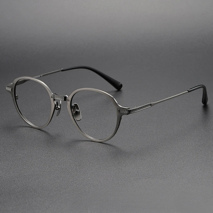 Black Mask Unisex Full Rim Oval Titanium Acetate Eyeglasses 4426 Full Rim Black Mask Gun Gray  