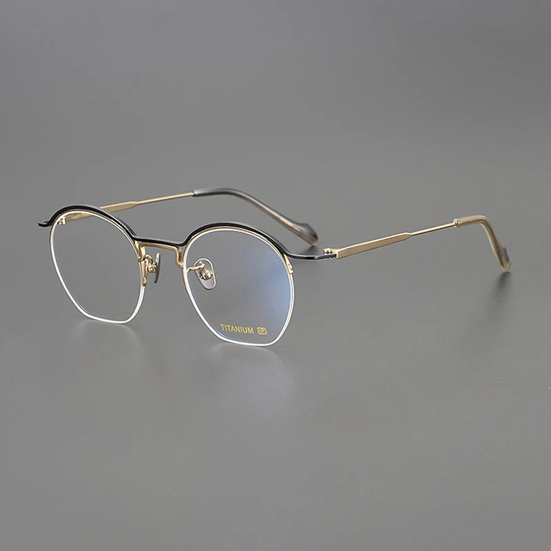 Nobler Unisex Semi Rim Round Titanium Eyeglasses 190035 Semi Rim Nobler C1  