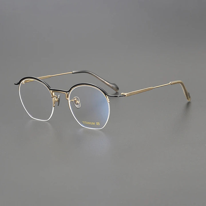 Nobler Unisex Semi Rim Round Titanium Eyeglasses 190035 Semi Rim Nobler C1  