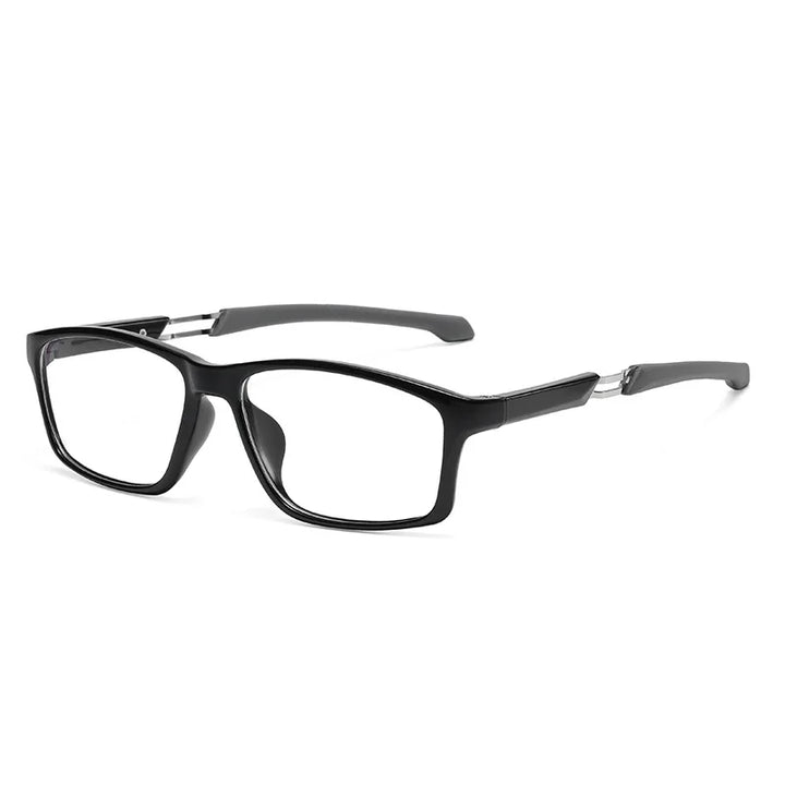 Vicky Men's Full Rim Square Tr 90 Silicone Sport Reading Glasses 18189 Reading Glasses Vicky -0.50 DM18189-black gray 