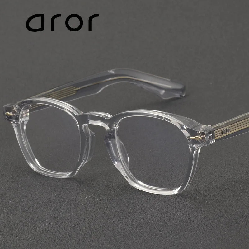 Aror Men's Full Rim Polygon Thick Acetate Titanium Eyeglasses 396195