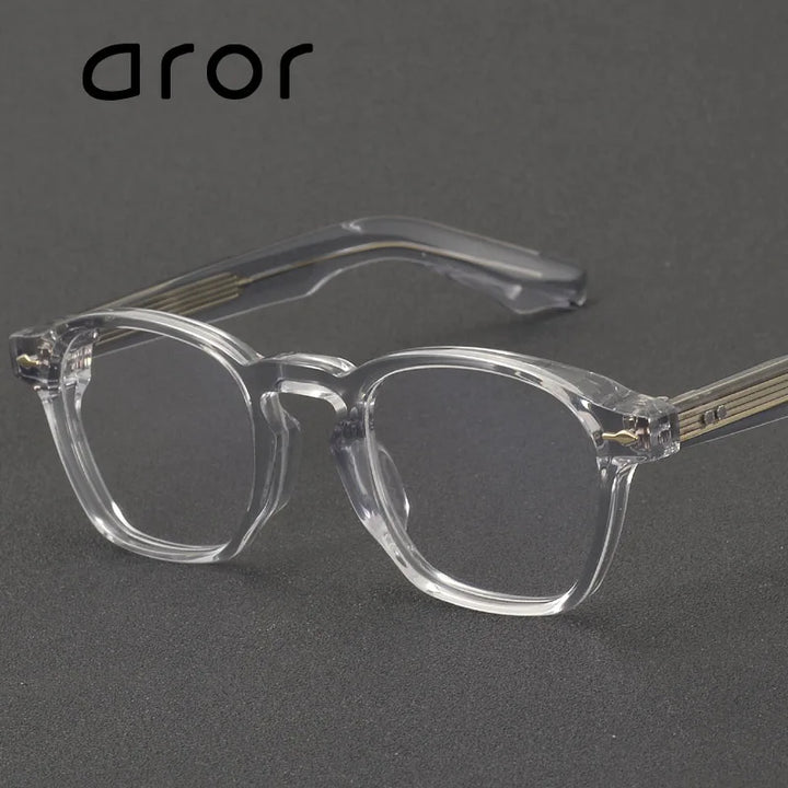 Aror Men's Full Rim Polygon Thick Acetate Titanium Eyeglasses 396195