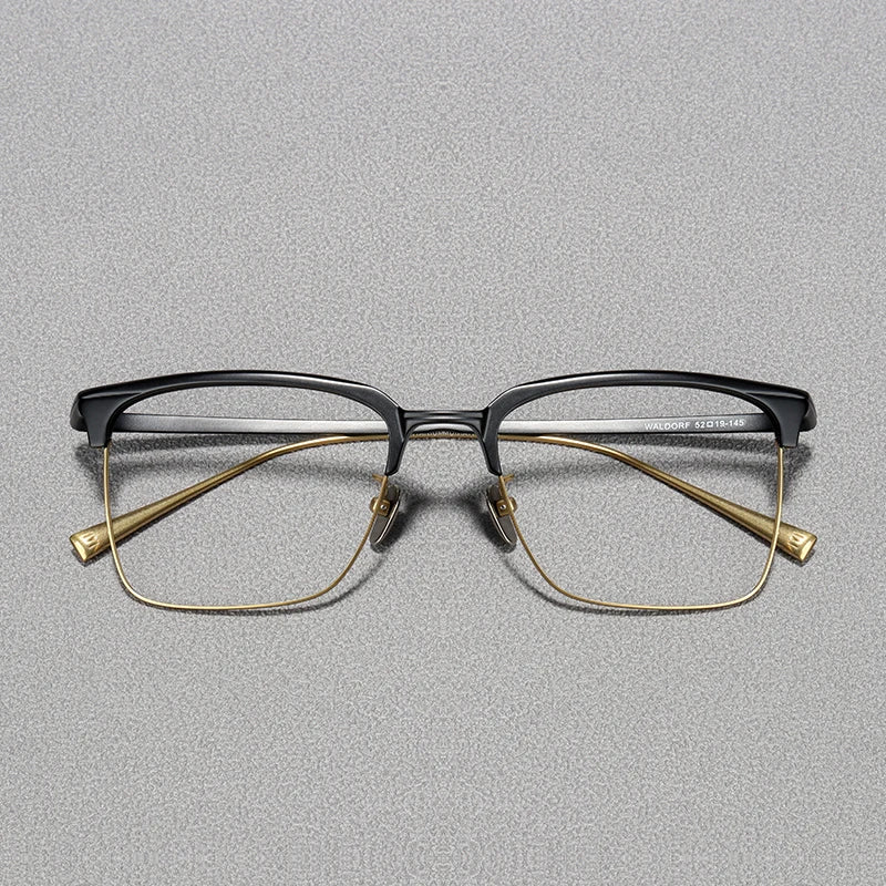 Black Mask Men's Full Rim Titanium Acetate Square Eyeglasses 14245 Full Rim Black Mask   