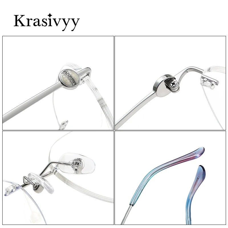 Krasivyy Women's Rimless Flat Top Square Titanium Eyeglasses 6012 Rimless Krasivyy   