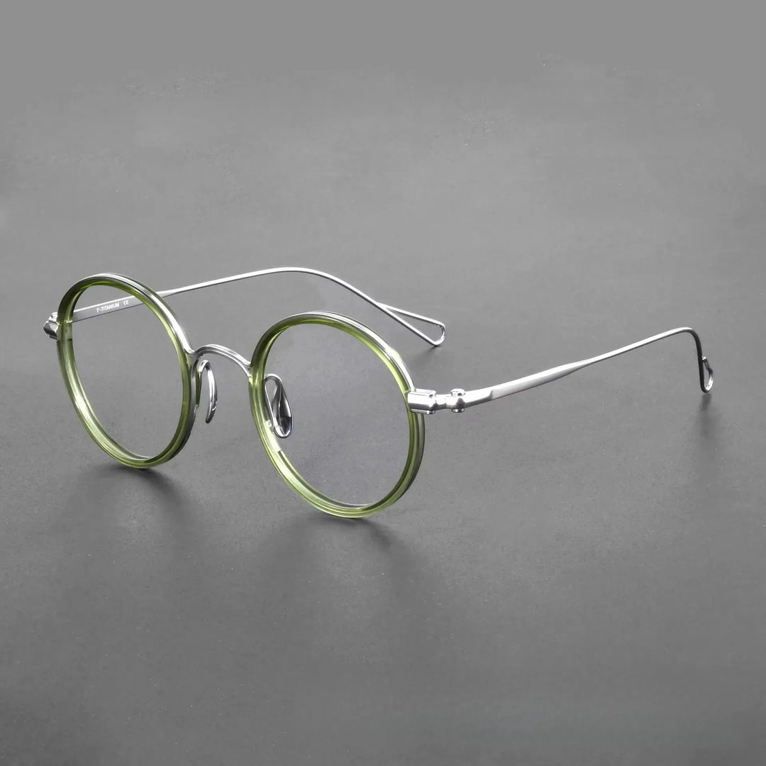 Oveliness Women's Full Rim Round Acetate Titanium Eyeglasses 369162