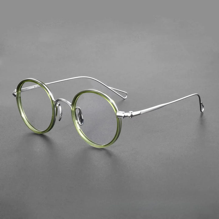 Oveliness Women's Full Rim Round Acetate Titanium Eyeglasses 369162