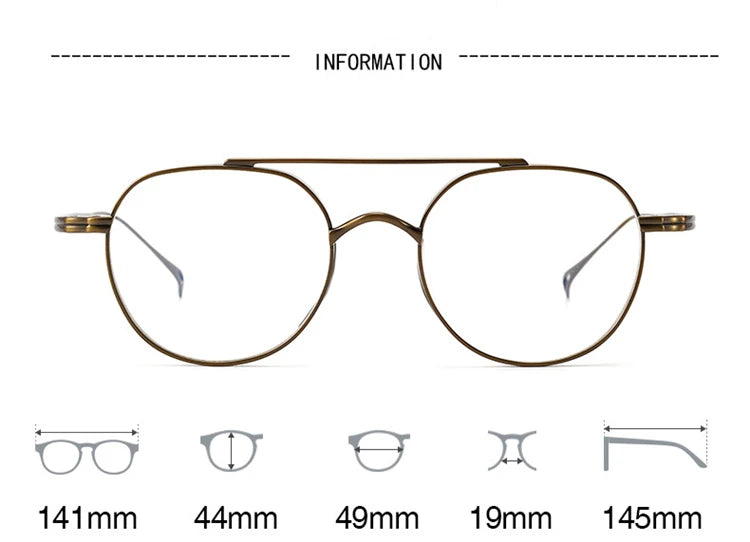 Black Mask Unisex Full Rim Square Double Bridge Titanium Eyeglasses 9503 Full Rim Black Mask