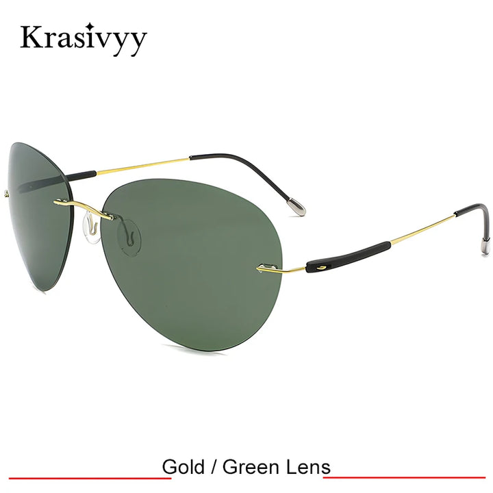 Krasivyy Men's Rimless Oval Tr 90 Screwless Titanium Sunglasses 426803
