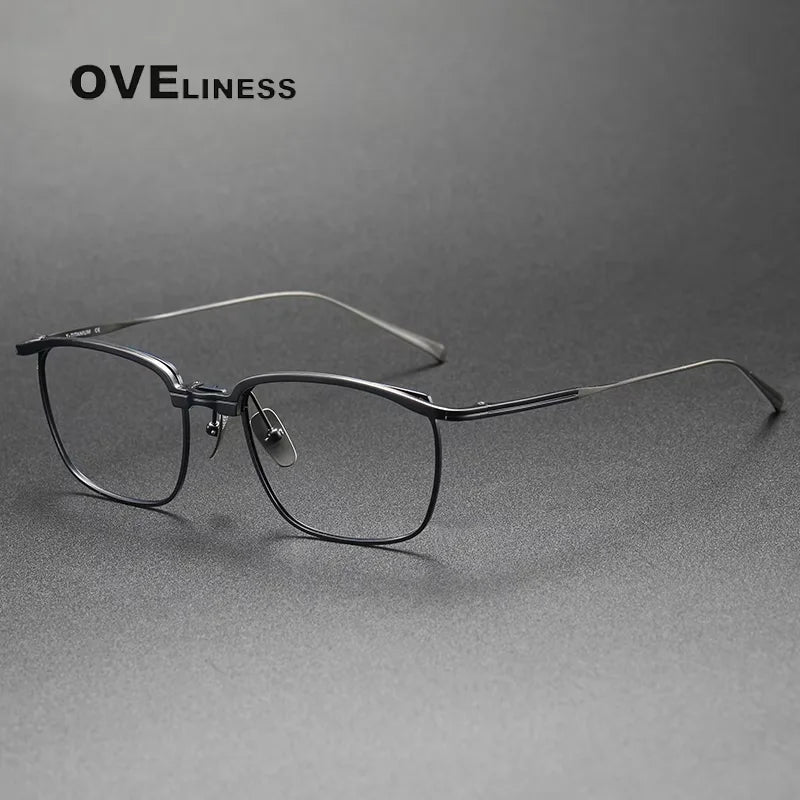 Oveliness Unisex Full Rim Square Titanium Eyeglasses 14820 Full Rim Oveliness gun blue  