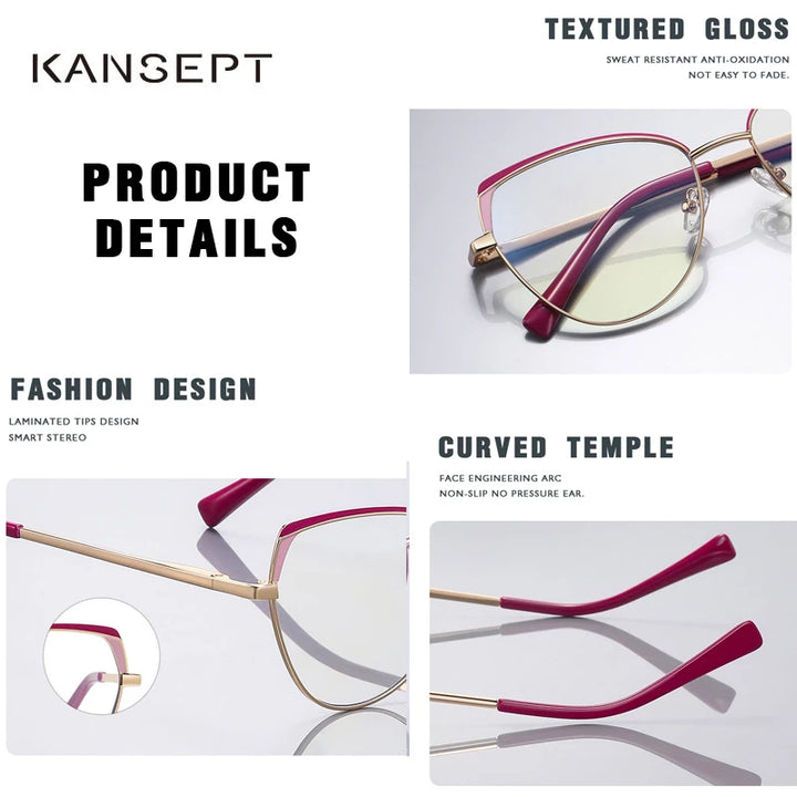 Kansept Women's full Rim Oval Cat Eye Tr 90 Alloy Reading Glasses 3105 Reading Glasses Kansept   