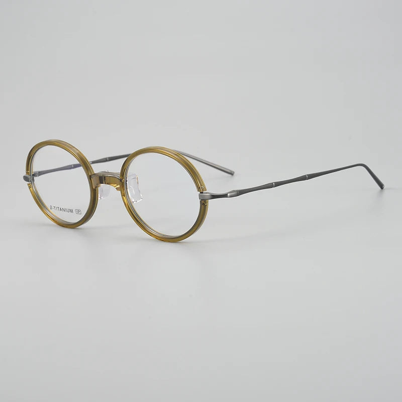 Aimee Men's Full Rim Round Titanium Eyeglasses 19010 Full Rim Aimee Yellow  