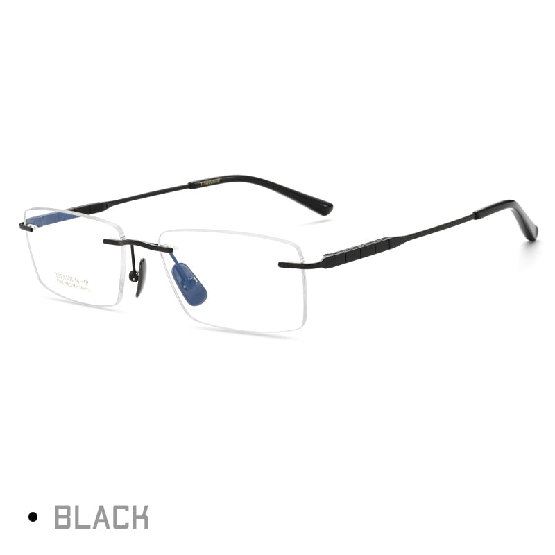 Gmei Men's Rimless Square Titanium Eyeglasses 91091 Rimless Gmei Optical Black  