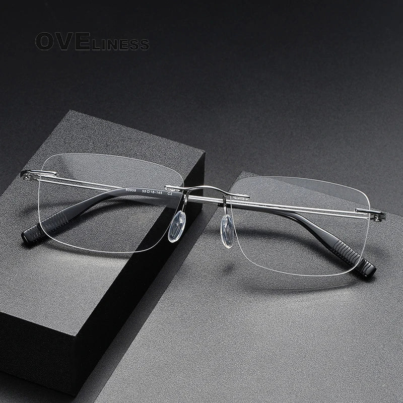 Oveliness Unisex Rimless Square Titanium Eyeglasses O80859 Rimless Oveliness   