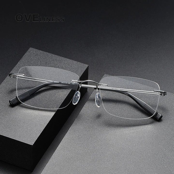 Oveliness Unisex Rimless Square Titanium Eyeglasses O80859 Rimless Oveliness   