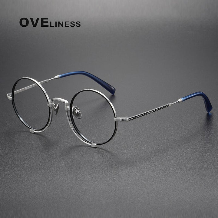 Oveliness Unisex Full Rim Round Titanium Eyeglasses 1013h Full Rim Oveliness silver  