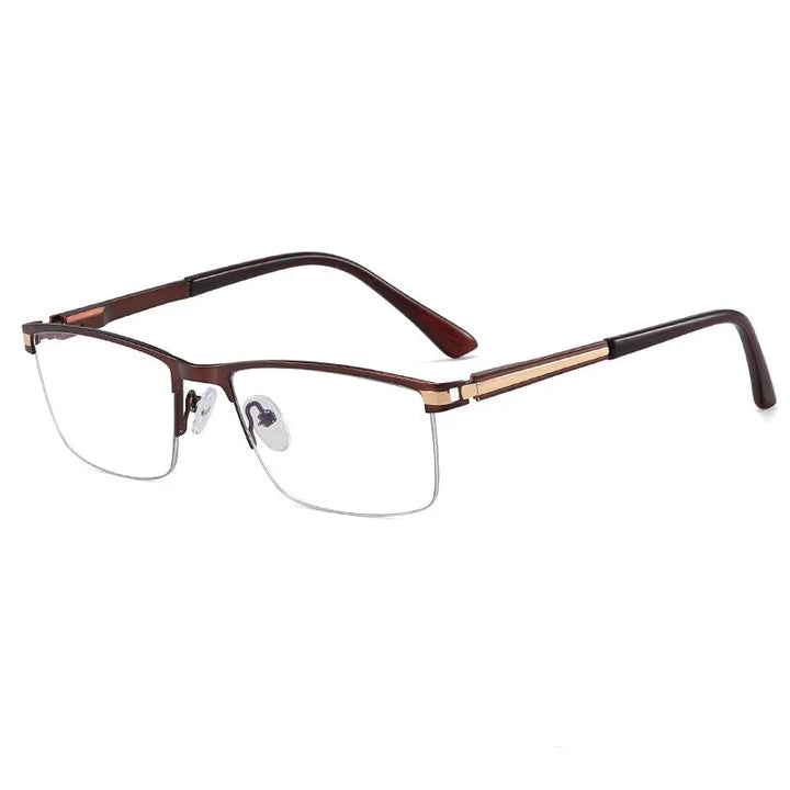 CCspace Semi Rim Square Alloy Spring Hinge Eyeglasses 300842 Semi Rim CCSpace Brown  