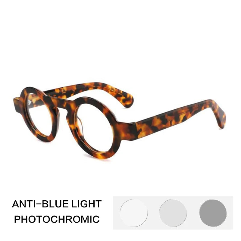 Gatenac Unisex Full Rim Round Acetate Photochromic Reading Glasses 842218