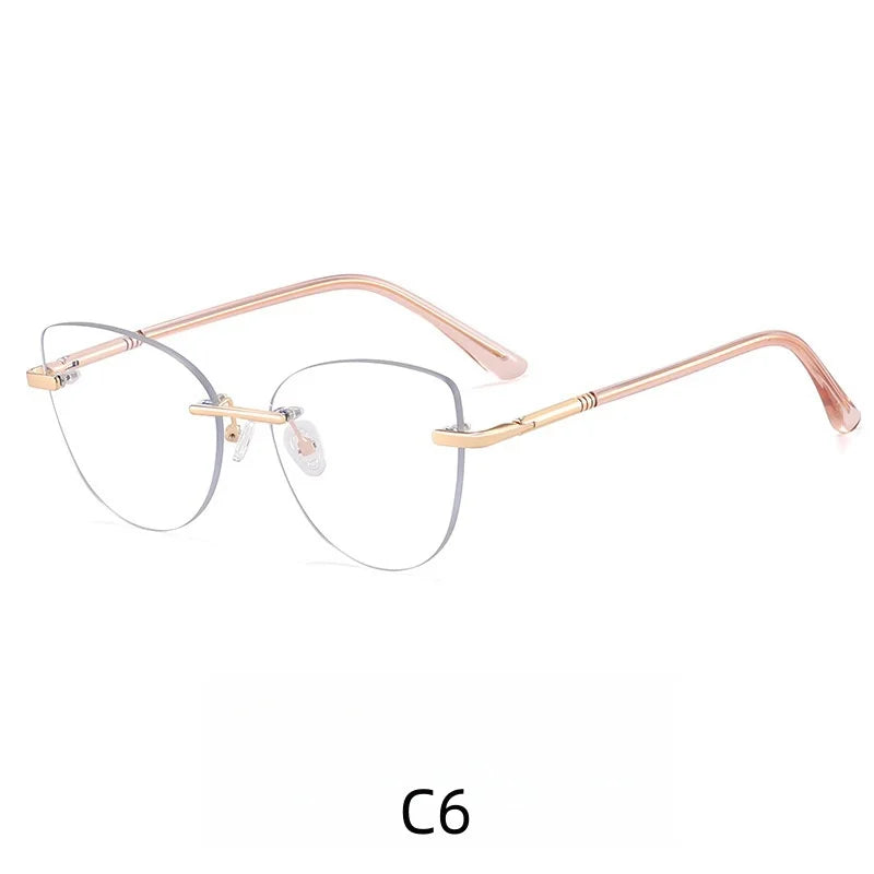 KatKani Women's Rimless Cat Eye Alloy Eyeglasses 83601 Rimless KatKani Eyeglasses C6  