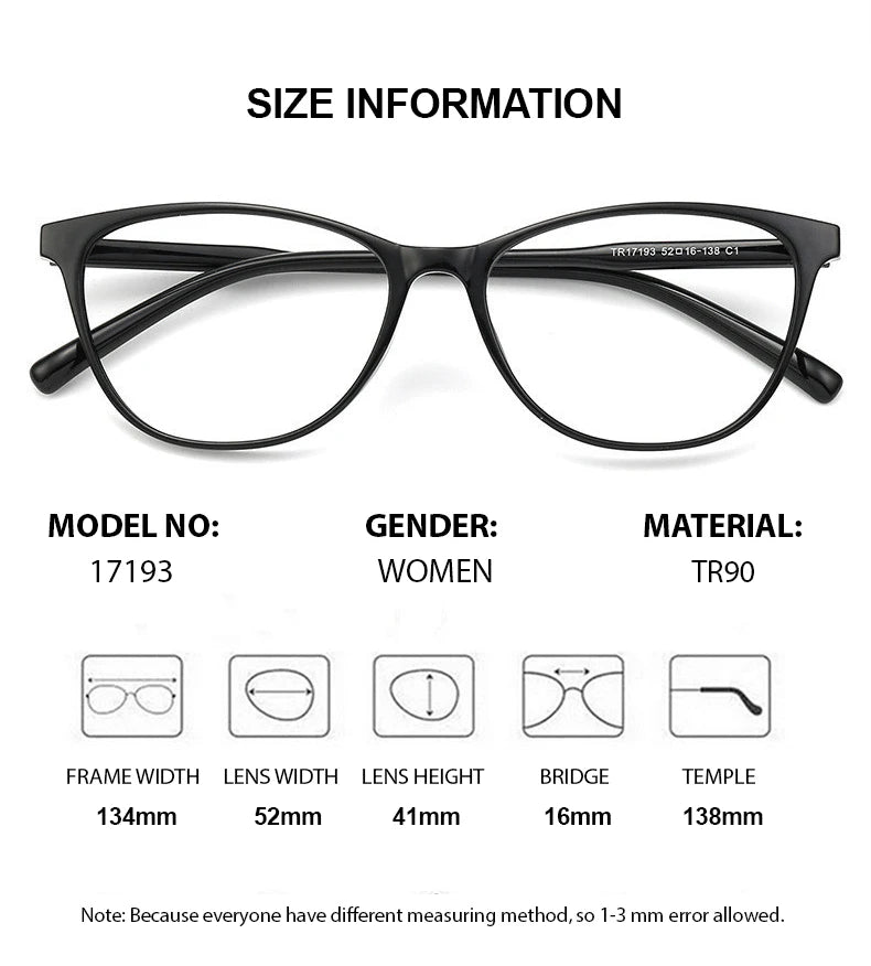 Summer Flower Women's Full Rim Cat Eye Tr 90 Titanium Eyeglasses 17193 Full Rim Summer Flower