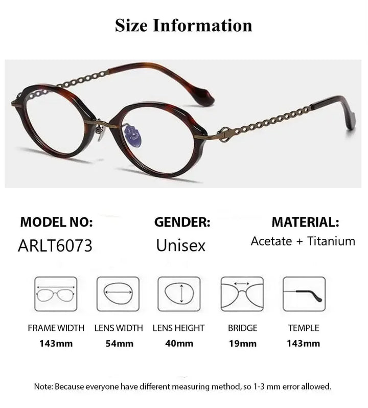 Summer Flower Unisex Full Rim Oval Acetate Titanium Eyeglasses 66073