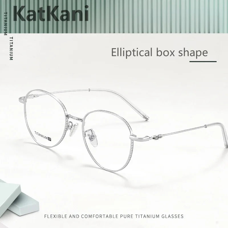 KatKani Women's Full Rim Oval Titanium Eyeglasses 88015 Full Rim KatKani Eyeglasses   