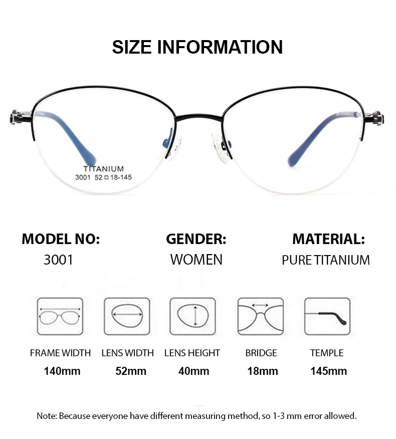 Summer Flower Unisex Semi Rim Oval Titanium Eyeglasses 83001 Semi Rim Summer Flower