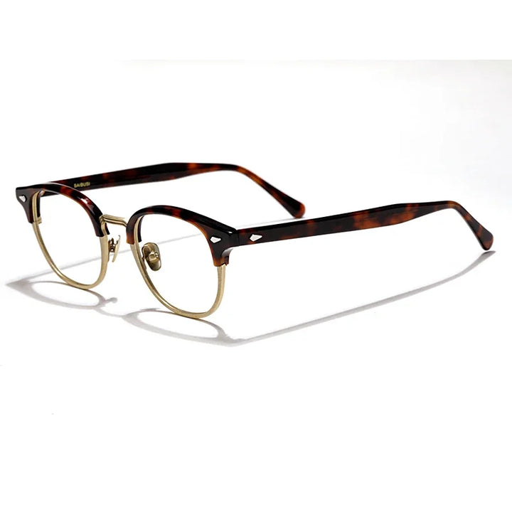 Hewei Unisex Full Rim Round Square Acetate Alloy Eyeglasses 5199 Full Rim Hewei C2 CHINA 