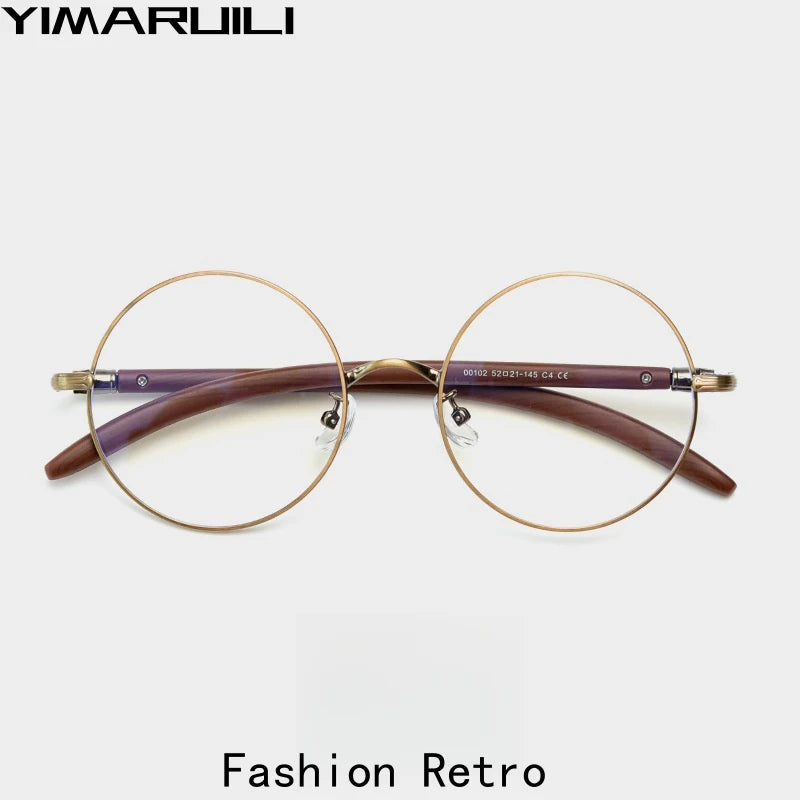 Yimaruili Unisex Full Rim Round Alloy Tr 90 Eyeglasses 00102 Full Rim Yimaruili Eyeglasses   