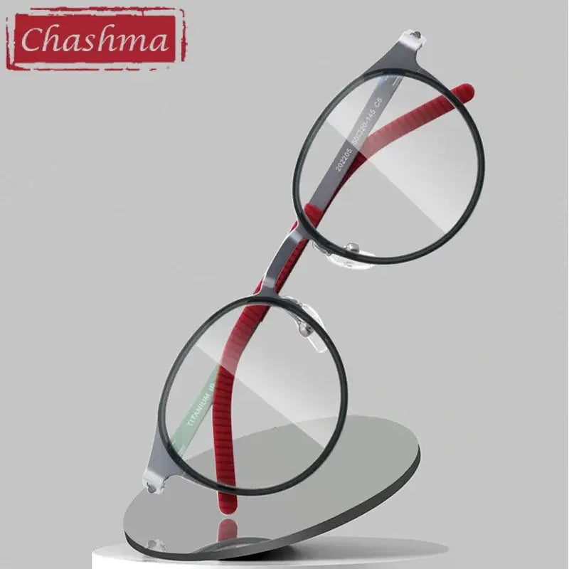 Chashma Ottica Unisex Full Rim Round Titanium Sport Eyeglasses 202205 FuzWeb