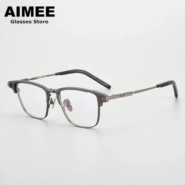 Aimee Unisex Full Rim Square Titanium Acetate Eyeglasses 94202 Full Rim Aimee Gun-Grey