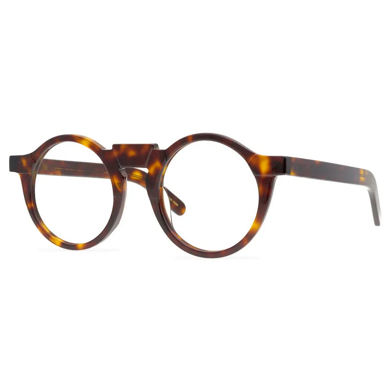 Black Mask Unisex Full Rim Acetate Round Eyeglasses 1465 Full Rim Black Mask Tortoise  