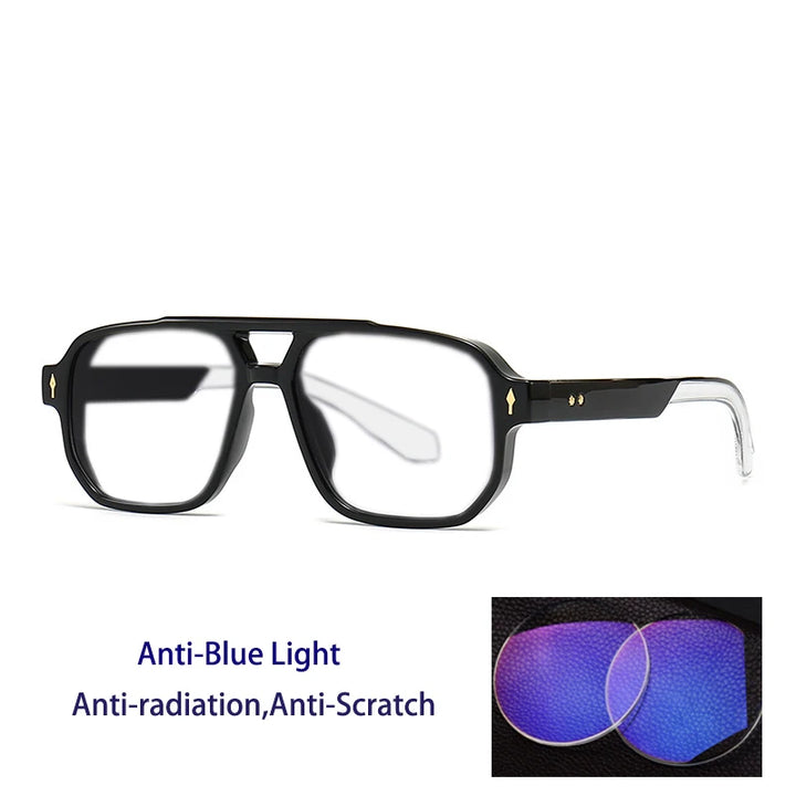 Kocolior Unisex Full Rim Square Double Bridge Tr 90 Alloy Reading Glasses 76061
