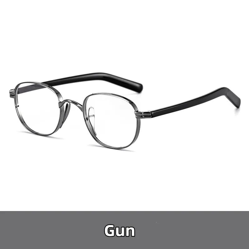 Kocolior Unisex Full Rim Round Titanium Hyperopic Reading Glasses 8017 Reading Glasses Kocolior Gun 0 