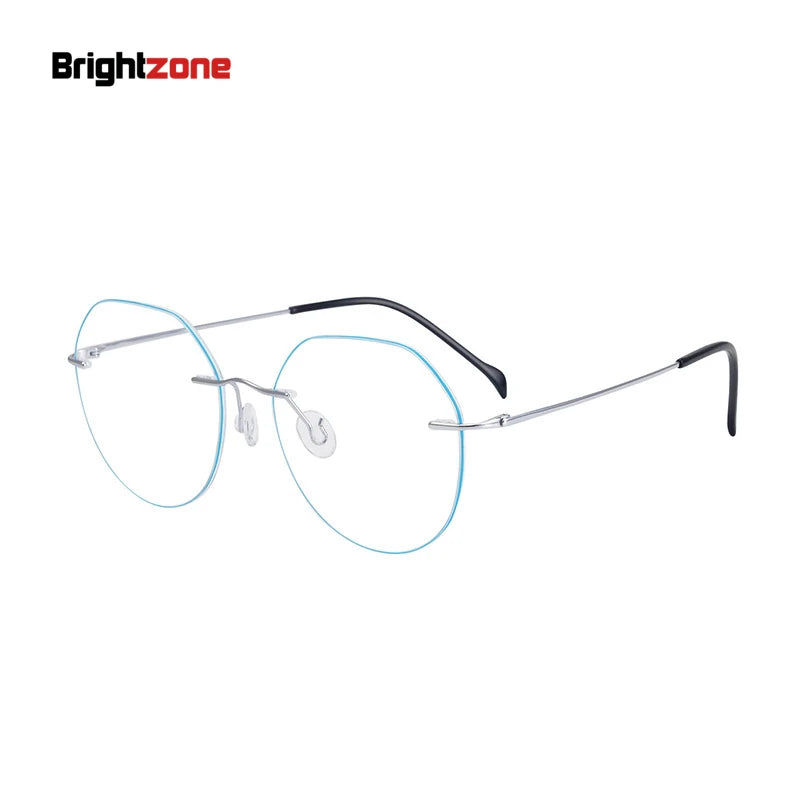 Brightzone Unisex Rimless Flat Top Round Titanium Eyeglasses 71408 Rimless Brightzone