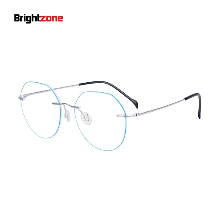 Brightzone Unisex Rimless Flat Top Round Titanium Eyeglasses 71408 Rimless Brightzone