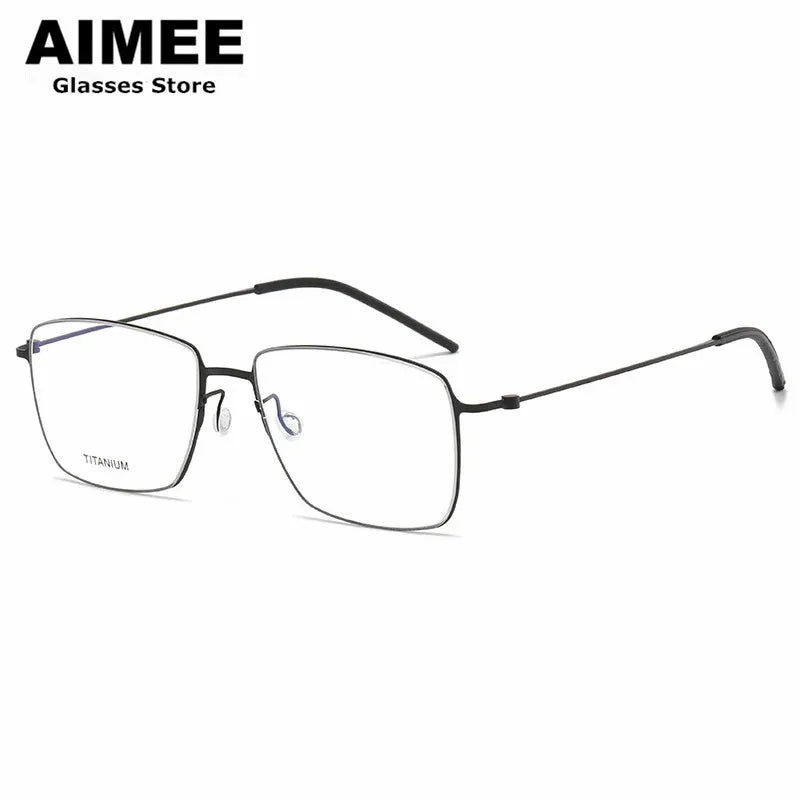 Aimee Men's Full Rim Square Screwless Titanium Eyeglasses 66078 Full Rim Aimee   