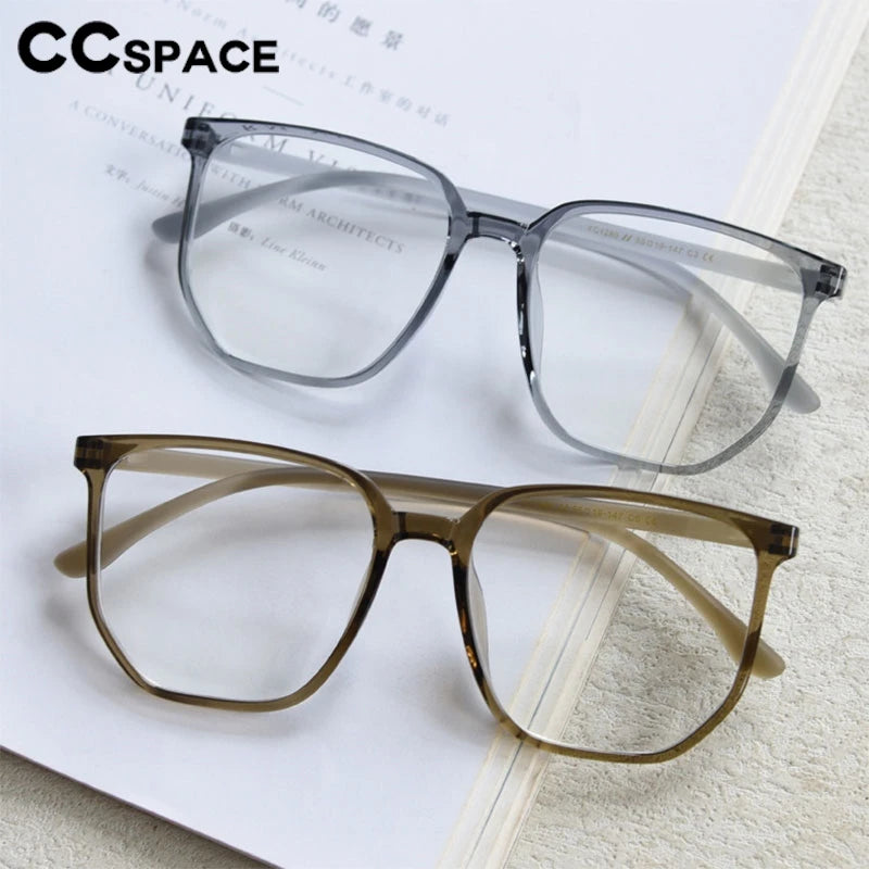 CCspace Unisex Full Rim Polygon Square Tr 90 Titanium Eyeglasses 30833 Full Rim CCSpace   