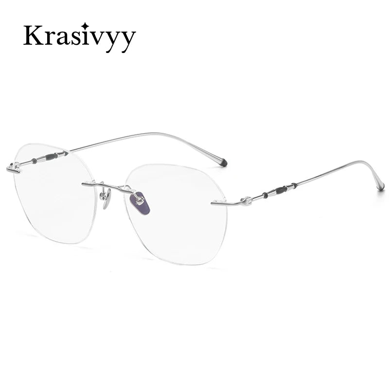 Krasivyy Women's Rimless Flat Top Oval Titanium Eyeglasses 75930